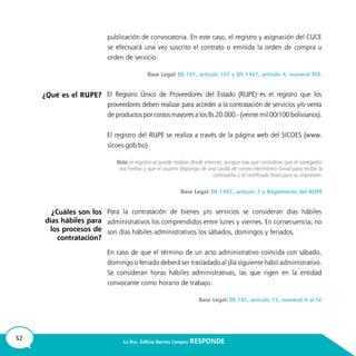 52 La Dra. Edilicia Barrios Campos RESPONDE
¿Qué es el RUPE?
¿Cuáles son los
días hábiles para
los procesos de
contratación?
 