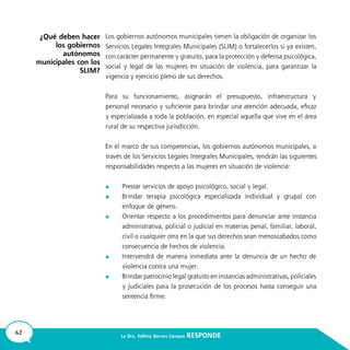 62 La Dra. Edilicia Barrios Campos RESPONDE
	
	
	
	
	
¿Qué deben hacer
los gobiernos
autónomos
municipales con los
SLIM?
 