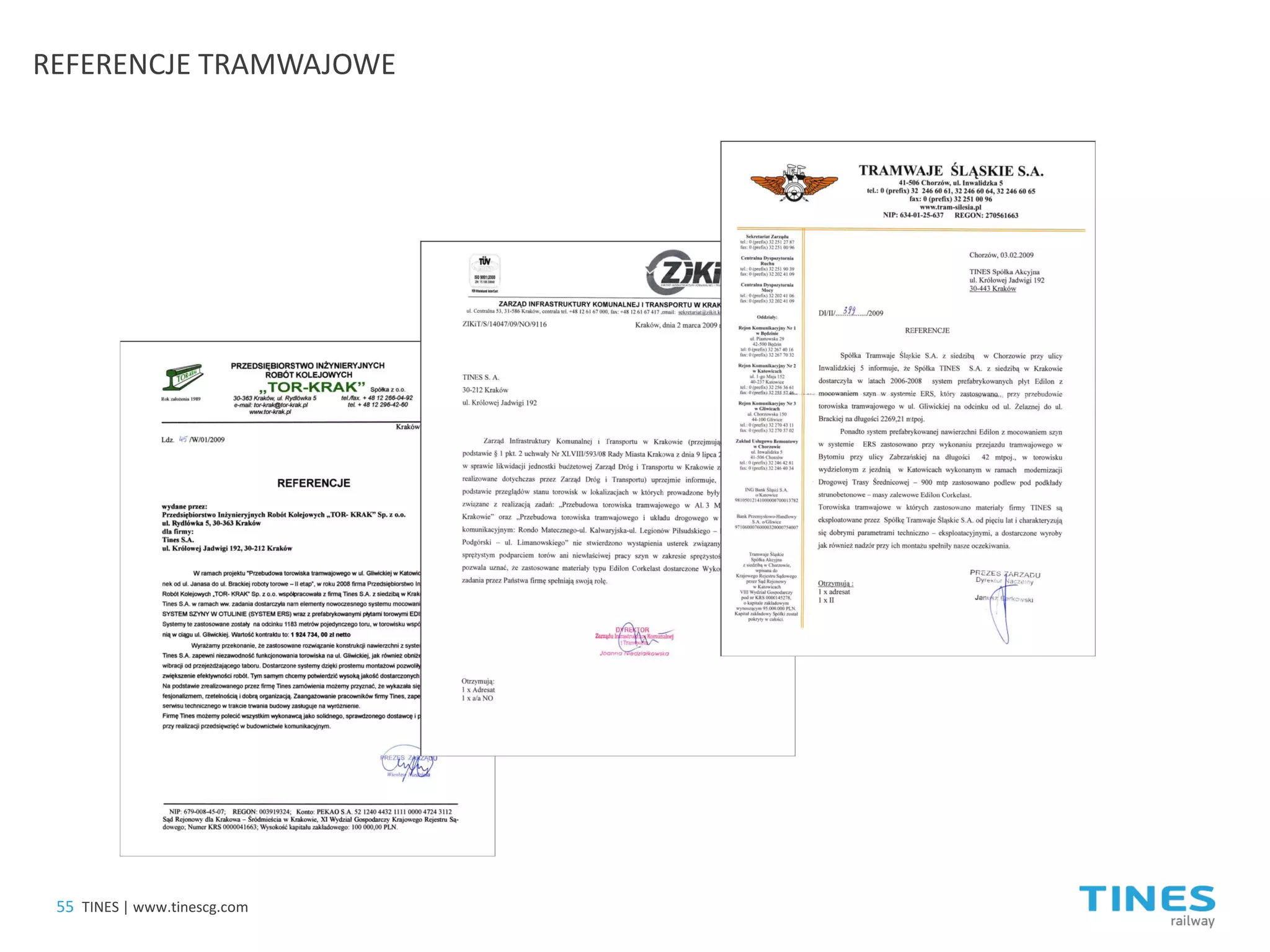 REFERENCJE TRAMWAJOWE 
55 
TINES | www.tinescg.com  