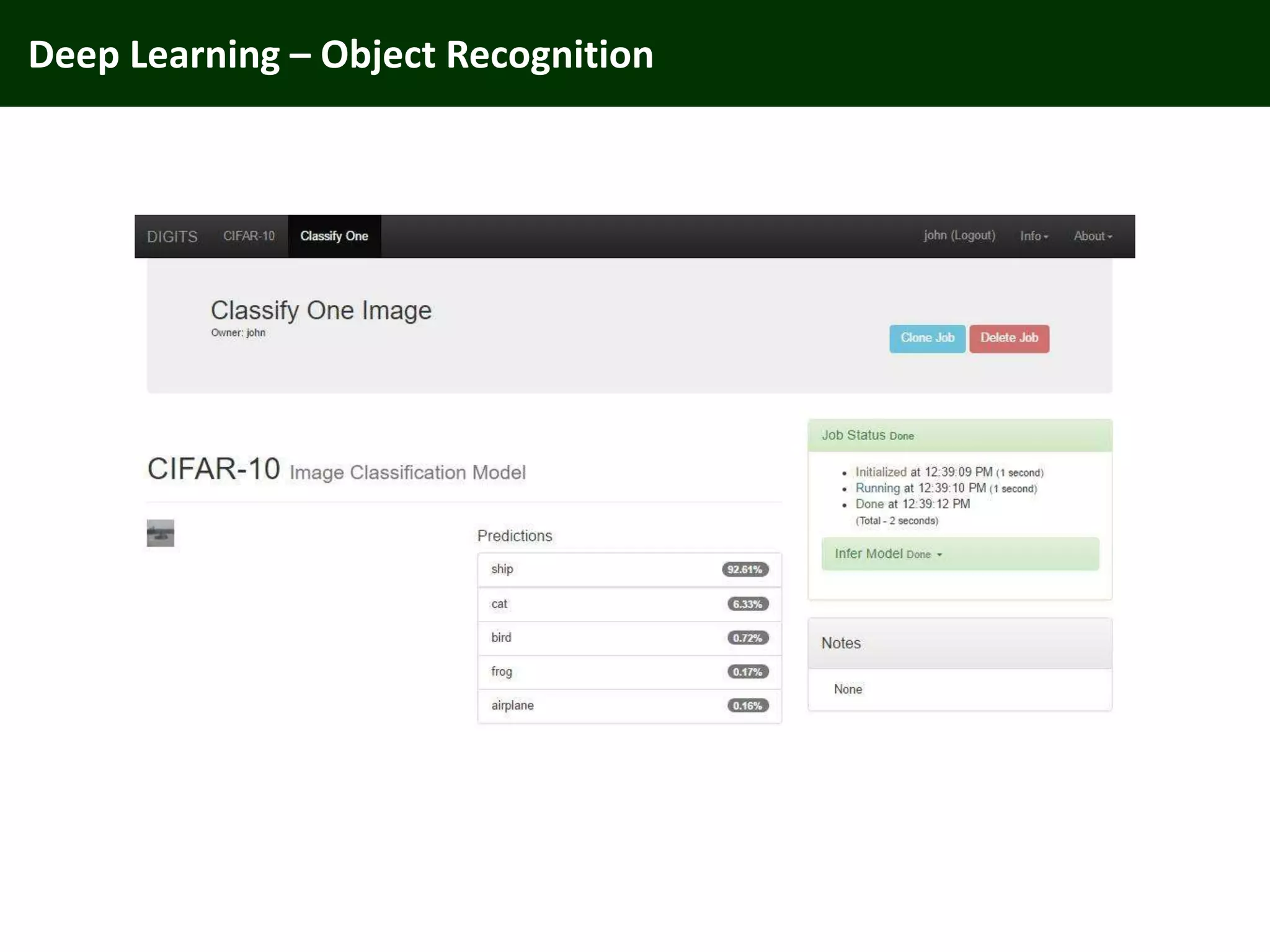 Deep Learning – Object Recognition