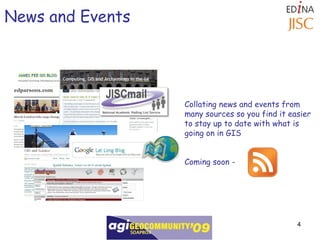 News and Events Collating news and events from many sources so you find it easier to stay up to date with what is going on in GIS Coming soon -  