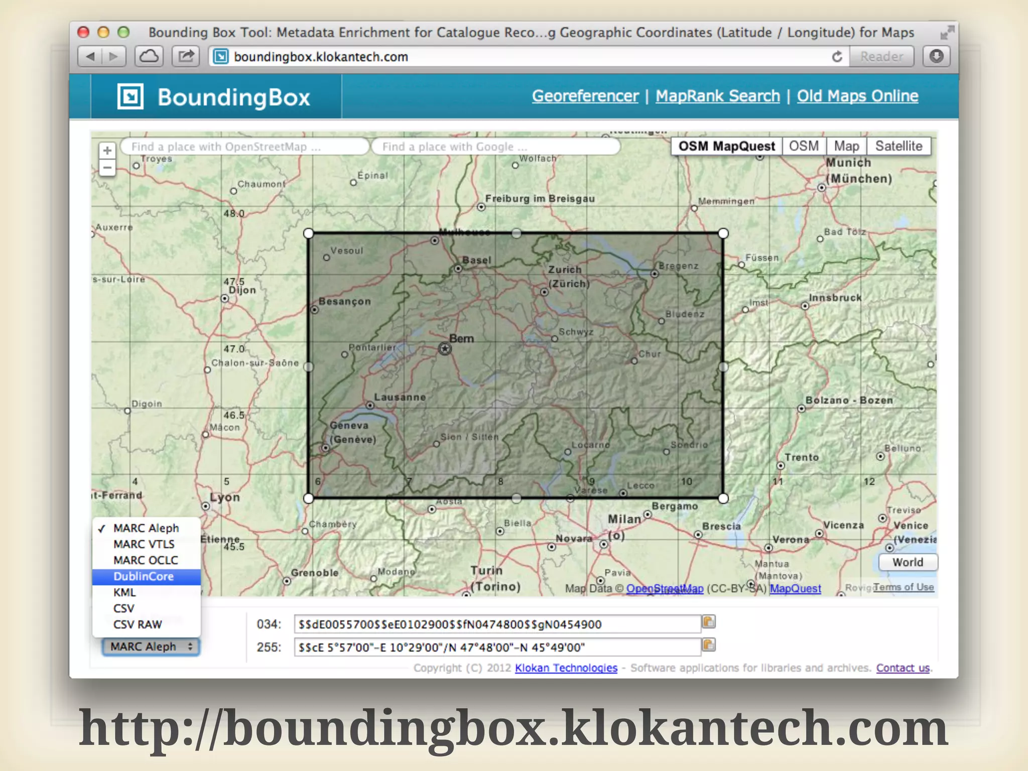 http://boundingbox.klokantech.com
 