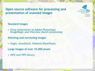 High resolution imagery on the web

• Image size is too big for the traditional display in
  the web browser - to keep the...