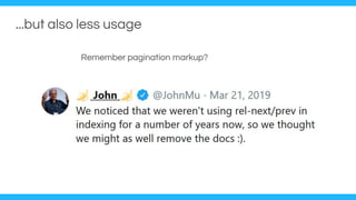 ...but also less usage
Remember pagination markup?
 