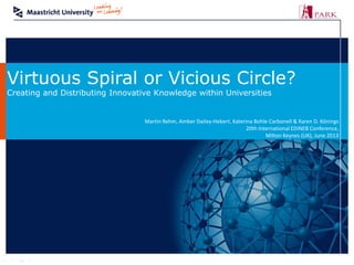 Virtuous Spiral or Vicious Circle?
Creating and Distributing Innovative Knowledge within Universities
Martin Rehm, Amber Dailey-Hebert, Katerina Bohle Carbonell & Karen D. Könings
20th International EDiNEB Conference,
Milton Keynes (UK), June 2013
 
