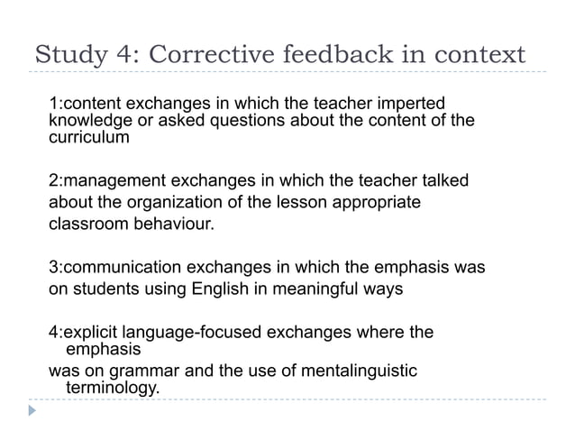 Classroom comparisons: Student-student interactions, Corrective ...