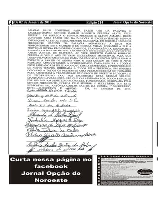 Edição 214 Jornal Opção do NoroesteDe 02 de Janeiro de 20174
Divulgação:Utilidade Pública
 