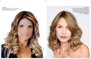 Carol Magalhães                                                                                                    Mylena Betinelli
Neste cabelo foi feito reflexos em dois tons, mantendo a sua         Um cabelo com duas tonalidades e fundo totalmente escuro,
base natural. Reflexos são em tom mel e mais claros nas pontas,   com mechas muito claras na parte superior da cabeça. A parte
dando efeito de naturalidade. Fizemos uma escova com                 escura clareamos com duas técnicas de mechas, crepagem
bastante movimento para dar o efeito de ondas.                         (ilumina as pontas) e lâminas transparentes na raiz. Na parte
                                                                   superior usamos outras duas técnicas, mechas claras e escuras
                                                                   criando profundidade na raiz. A coloração foi neutralizada com
                                                                               o Richeese. Para finalização, modelagem de ondas
                                                                                             e pomada Matt, criando um look sexy.
                                                                                                                 Cabelo: Sergio G
 