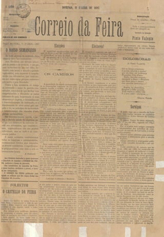 Edição número um do jornal correio da feira 11 de abril de 1897