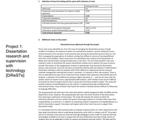 Project 1:
Dissertation
research and
supervision
with
technology
[DiReSTe]
 