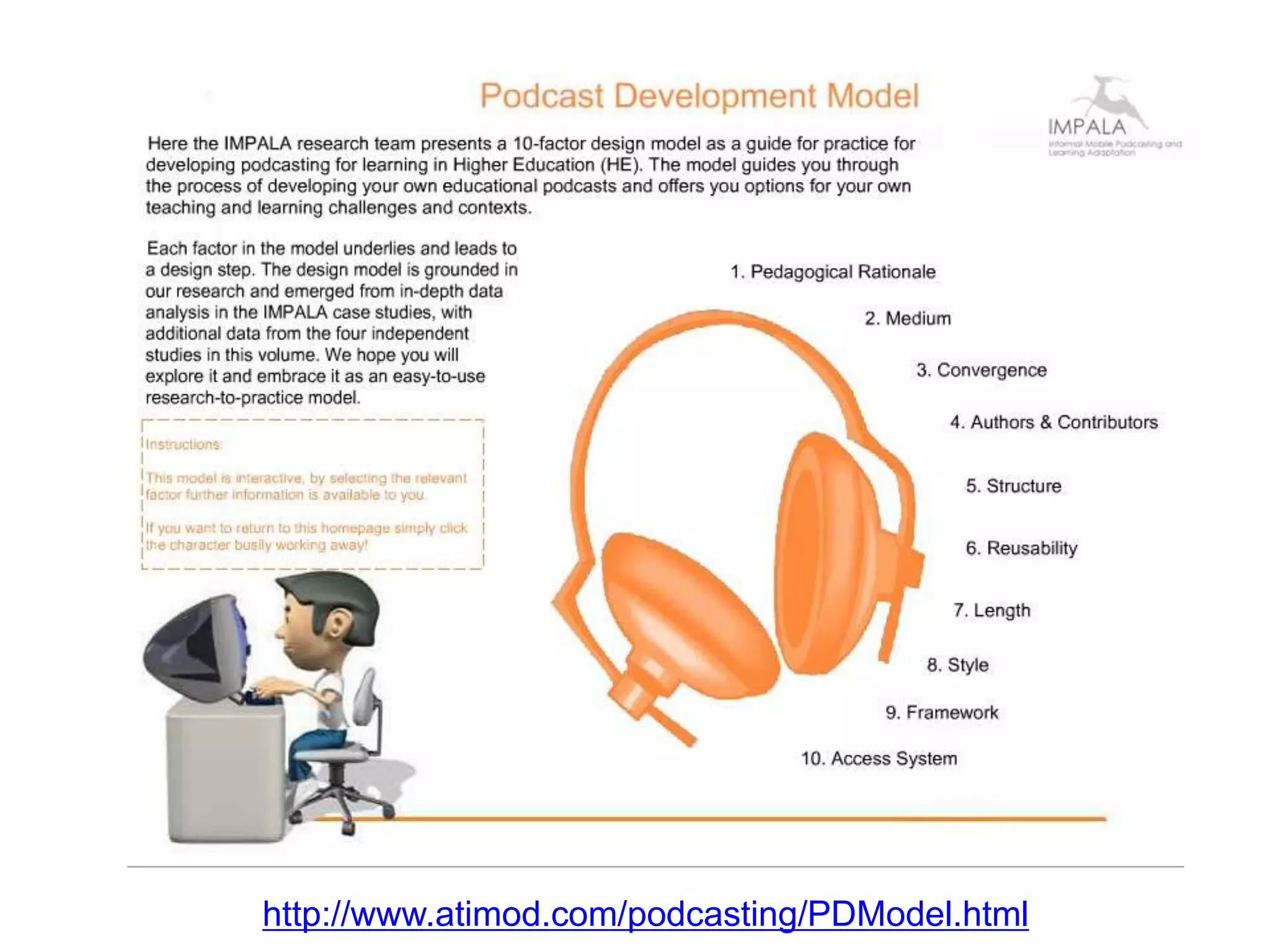 http://www.atimod.com/podcasting/PDModel.html
 