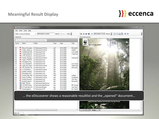 Howto Execute a Search⦠The previewshowsthefirstdocumentfromtheresultlist,hitsarehighlighted