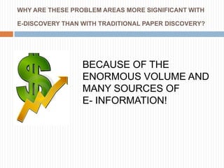 Presentation	The specific forms of presentation for ESI will vary widely depending on the content:How the content will be presentedWhere the content will be presentedBy whom will the content will be presented; and other factors