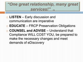 WHEN THE E-DISCOVERY PROBLEMS ARISE, THEY ARE A BIG DEALTHEY CONSUME A TREMENDOUS AMOUNT OF THE PARTIES’ TIME AND MONEYTHEY CONSUME A TREMENDOUS AMOUNT OF THE COURT’S TIME 