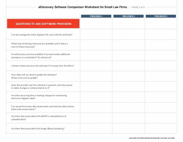 Ediscovery Software Comparison Chart