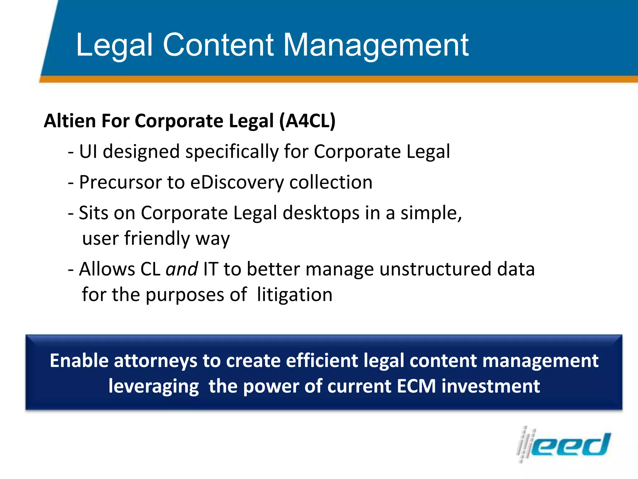 A joint value proposition to provide corporations with a single source for legal compliance solutions