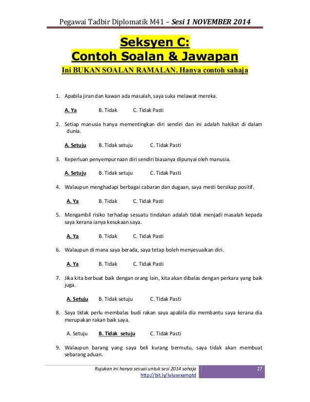 Contoh Soalan & Panduan Lulus Peperiksaan Exam PTD 2014