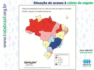 Situação do acesso à coleta de esgoto
Fonte: SNIS 2013
www.snis.gov.br
 