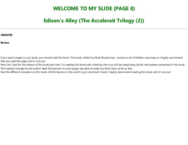 Free Download Edison S Alley The Accelerati Trilogy 2 Txt Pdf E