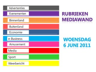 RUBRIEKEN MEDIAWANDwoensdag 6 juni 2011