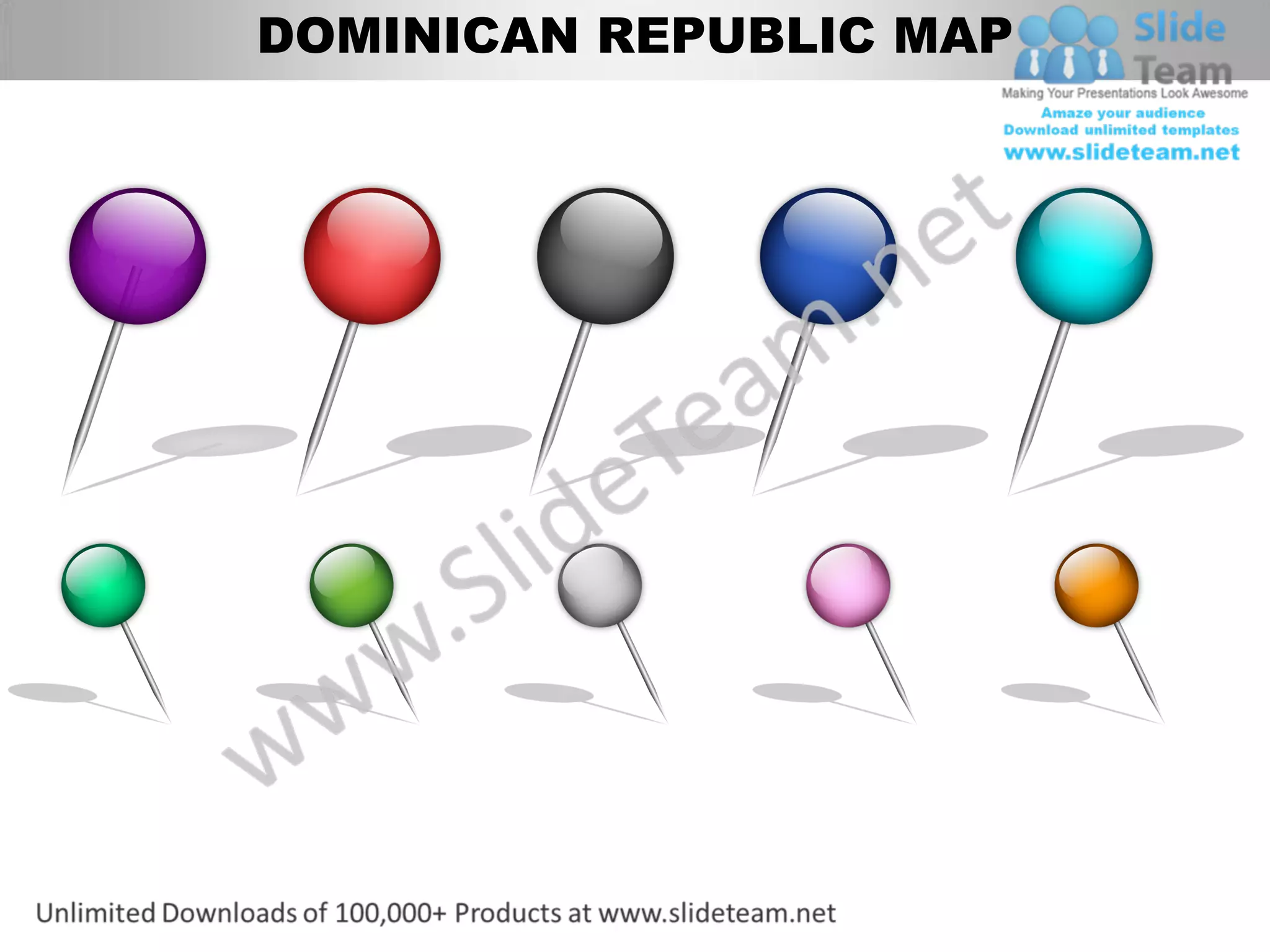Editable dominican republic power point map with capital and flag