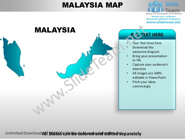 Editable Malaysia Power Point Map With Capital And Flag Templates Sli