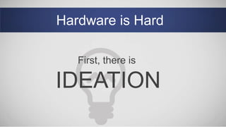 Hardware is Hard
First, there is
IDEATION
 
