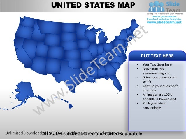 Editable United States Power Point Map With Capital And Flag Template United States Map Powerpoint Template