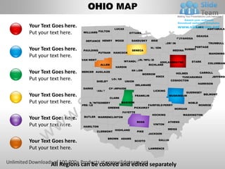 Editable vector business usa ohio state and county powerpoint maps ...