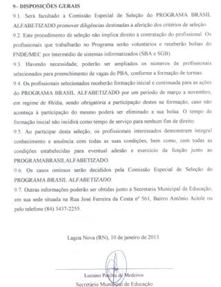 Edital Brasil Alfabetizado