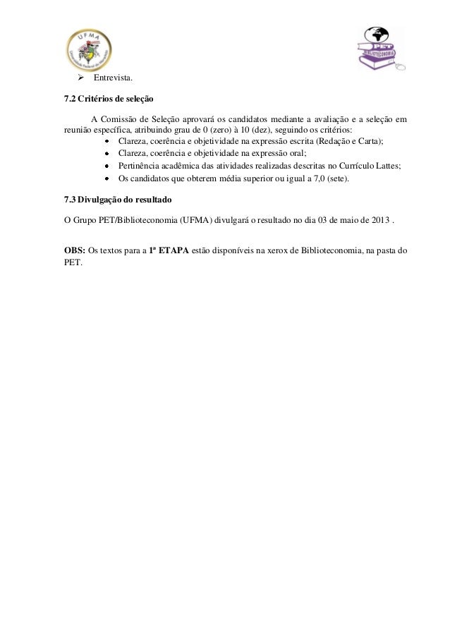 Edital 2013.1 [selecao pet]