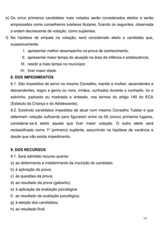 Edital Conselho Tutelar de Pirapora