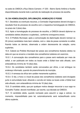 Edital Conselho Tutelar de Pirapora