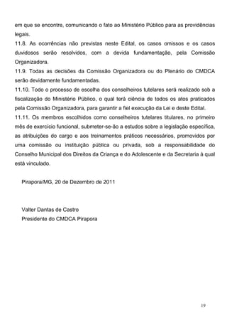 Edital Conselho Tutelar de Pirapora