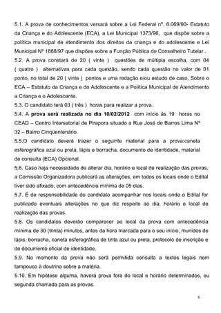 Edital Conselho Tutelar de Pirapora