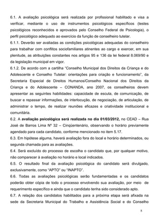 Edital Conselho Tutelar de Pirapora