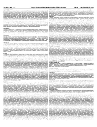 22 - Ano C Ć NÀ 211 Diário Oficial do Estado de Pernambuco - Poder Executivo Recife, 11 de novembro de 2023
2. LÍNGUA ESTRANGEIRA
LINGUA INGLESA: 1. Compreensão e interpretação de gêneros textuais. 2. Conhecimento vocabular aplicado ao uso da língua inglesa. 3.
Conhecimento de estruturas gramaticais aplicado ao uso da língua inglesa: Substantivos: singular x plural; contável x incontável. Adjetivos
e suas formar comparativas e superlativas. Advérbios. Preposições. Artigos: a, an, the. Pronomes: personal, object, demonstrative,
possessive and reflexive pronouns. Phrasal verbs. Tempos verbais e suas formas afirmativa, negativa e interrogativa: Present Simple,
Present Continuous, Present Perfect Simple, Present Perfect Continuous, Past Simple, Past Continuous, Past Perfect Simple, Past
Perfect Continuous, Future Simple, Future Continuous, Future Perfect Simple, Future Perfect Continuous. Verbos modais e suas formas
afirmativa, negativa e interrogativa: can, could, should, may, might, must, have to, would, need, had better. Voz ativa e passiva. Orações
adverbiais: adverbial clauses of time, place, reason, manner, contrast, purpose and result. Orações condicionais: zero conditional,
first conditional, second conditional, third conditional, mixed conditionals. Orações relativas: defining and non-defining relative clauses;
relative pronouns. Padrões verbais: verb + verb to infinitive; verb + verb infinitive without to; verb + verb gerund-ing. Question tags.
LÍNGUA ESPANHOLA: 1. Domínio da língua estrangeira através de leitura e compreensão de textos de fontes variadas: Determinantes
do nome: artigos: definidos e contrações, indefinidos; possessivos; demonstrativos; numerais; indefinidos; relativos; interrogativos;
exclamativos; Substantivos: gênero, número e grau; Adjetivos: gênero, número, grau; Pronomes: pessoais (sujeitos e complementos),
possessivos, demonstrativos, relativos, indefinidos, interrogativos e exclamativos; Verbos: auxiliares, regulares, irregulares (de
irregularidade comum e irregularidade própria), impessoais e pronominais e perífrases verbais; Advérbios e Locuções Adverbiais
e Preposições; Conjunções: coordenativas, subordinativas; Acentuação; sinônimos e antônimos; Divergências entre o português e o
espanhol: heterográficos, heteroprosódicos (heterofônicos ou heterotônicos), heterogenéricos, heterosemânticos.
3. INFORMÁTICA
1. Conceito de internet e intranet. 2. Conceitos básicos e modos de utilização de tecnologias, ferramentas, aplicativos e procedimentos
associados a internet/intranet. 3. Conceitos de proteção e segurança. 4. Procedimentos, aplicativos e dispositivos para armazenamento
de dados e para realização de cópia de segurança (backup). 5.Conceitos de organização e gerenciamento de arquivos, pastas e
programas, instalação de periféricos. 6. Ambientes operacionais: utilização básica do sistema operacional Windows (em português). 7.
Utilização de ferramentas de texto, planilha e apresentação do pacote Microsoft Oﬃce 2019 em português (Word, Excel e PowerPoint) e
do pacote LibreOﬃce 7 em português (Writer, Calc e Impress).
4. ESTATÍSTICA
1. Conceitos: População, censo, amostra aleatória, Normas para apresentação de dados. 2. Probabilidade: definição Clássica, Geométrica
e Axiomática. 3 Variável Aleatória Discreta e Variável Aleatória Contínua, Distribuições de Probabilidade Discretas e Contínuas, Função
Densidade de Probabilidade, Função Distribuição de Probabilidade e Função de Probabilidade. 4. Descrição de Dados Numérica e
Gráfica: Medidas de Centralidade, Medidas de posição, Medidas de dispersão, Histograma e Gráfico de Caixa e Bigodes. 5. Testes
de Hipóteses: Teste “t” , Teste F e Análise da Variância. 6. Análise de Regressão Linear: Ajuste da Reta e de outras Funções Lineares.
5. MATEMÁTICA
1. Conhecimentos numéricos – operações em conjuntos numéricos (naturais, inteiros, racionais e reais), desigualdades, divisibilidade,
fatoração, razões e proporções, porcentagem e juros, relações de dependência entre grandezas, sequências e progressões, princípios
de contagem. 2. Conhecimentos geométricos – características das figuras geométricas planas e espaciais; grandezas, unidades de
medida e escalas; comprimentos, áreas e volumes; ângulos; posições de retas; simetrias de figuras planas ou espaciais; congruência
e semelhança de triângulos; teorema de Tales; relações métricas nos triângulos; circunferências; trigonometria do ângulo agudo. .3.
Conhecimentos de estatística e probabilidade – representação e análise de dados; medidas de tendência central (médias, moda e
mediana); desvios e variância; noções de probabilidade. 4. Conhecimentos algébricos – gráficos e funções; funções algébricas do 1.º e
dos 2.º graus, polinomiais, racionais, exponenciais e logarítmicas; equações e inequações; relações no ciclo trigonométrico e funções
trigonométricas. 5. Conhecimentos algébricos/geométricos – plano cartesiano; retas; circunferências; paralelismo e perpendicularidade,
sistemas de equações.
6. FÍSICA
1. Conhecimentos básicos e fundamentais – Noções de ordem de grandeza. Notação Científica. Sistema Internacional de Unidades.
Metodologia de investigação: a procura de regularidades e de sinais na interpretação física do mundo. Observações e mensurações:
representação de grandezas físicas como grandezas mensuráveis. Ferramentas básicas: gráficos e vetores. Conceituação de grandezas
vetoriais e escalares. Operações básicas com vetores. 2. O movimento, o equilíbrio e a descoberta de leis físicas – Grandezas
fundamentais da mecânica: tempo, espaço, velocidade e aceleração. Relação histórica entre força e movimento. Descrições do
movimento e sua interpretação: quantificação do movimento e sua descrição matemática e gráfica. Casos especiais de movimentos
e suas regularidades observáveis. Conceito de inércia. Noção de sistemas de referência inerciais e não inerciais. Noção dinâmica
de massa e quantidade de movimento (momento linear). Força e variação da quantidade de movimento. Leis de Newton. Centro de
massa e a ideia de ponto material. Conceito de forças externas e internas. Lei da conservação da quantidade de movimento (momento
linear) e teorema do impulso. Momento de uma força (torque). Condições de equilíbrio estático de ponto material e de corpos rígidos.
Força de atrito, força peso, força normal de contato e tração. Diagramas de forças. Identificação das forças que atuam nos movimentos
circulares. Noção de força centrípeta e sua quantificação. A hidrostática: aspectos históricos e variáveis relevantes. Empuxo. Princípios
de Pascal, Arquimedes e Stevin: condições de flutuação, relação entre diferença de nível e pressão hidrostática. 3. Energia, trabalho
e potência – Conceituação de trabalho, energia e potência. Conceito de energia potencial e de energia cinética. Conservação de
energia mecânica e dissipação de energia. Trabalho da força gravitacional e energia potencial gravitacional. Forças conservativas e
dissipativas. 4. A mecânica e o funcionamento do universo – Força peso. Aceleração gravitacional. Lei da Gravitação Universal. Leis
de Kepler. Movimentos de corpos celestes. Influência na Terra: marés e variações climáticas. Concepções históricas sobre a origem do
universo e sua evolução. 5. Fenômenos elétricos e magnéticos – Carga elétrica e corrente elétrica. Lei de Coulomb. Campo elétrico e
potencial elétrico. Linhas de campo. Superfícies equipotenciais. Poder das pontas. Blindagem. Capacitores. Efeito Joule. Lei de Ohm.
Resistência elétrica e resistividade. Relações entre grandezas elétricas: tensão, corrente, potência e energia. Circuitos elétricos simples.
Correntes contínua e alternada. Medidores elétricos. Representação gráfica de circuitos. Símbolos convencionais. Potência e consumo
de energia em dispositivos elétricos. Campo magnético. Imãs permanentes. Linhas de campo magnético. Campo magnético terrestre. 6.
Oscilações, ondas, óptica e radiação – Feixes e frentes de ondas. Reflexão e refração. Óptica geométrica: lentes e espelhos. Formação
de imagens. Instrumentos ópticos simples. Fenômenos ondulatórios. Pulsos e ondas. Período, frequência, ciclo. Propagação: relação
entre velocidade, frequência e comprimento de onda. Ondas em diferentes meios de propagação. 7. O calor e os fenômenos térmicos
– Conceitos de calor e de temperatura. Escalas termométricas. Transferência de calor e equilíbrio térmico. Capacidade calorífica e calor
específico. Condução do calor. Dilatação térmica. Mudanças de estado físico e calor latente de transformação. Comportamento de gases
ideais. Máquinas térmicas. Ciclo de Carnot. Leis da Termodinâmica. Aplicações e fenômenos térmicos de uso cotidiano. Compreensão de
fenômenos climáticos relacionados ao ciclo da água.
7. QUÍMICA
1. ESTRUTURA DA MATÉRIA: 1.1 Aspectos Macroscópicos:- Substâncias simples e compostas;- Mistura;- Critérios de pureza;- Métodos
de separação dos Componentes de Misturas Homogêneas e Heterogêneas. 1.2 Átomos e Moléculas:- Elemento Químico; - Estrutura
Atômica;- Isótonos, Isótopos, Isóbaros;- Número atômico, número de massa; Massa atômica;- N.o de Avogadro. 1.3 Classificação
Periódica dos Elementos:- Propriedade dos elementos: gases nobres, metais, não-metais e semimetais; - Configuração Eletrônica dos
Elementos (exceção dos lantanídeos e dos actinídeos);- Propriedades: volume atômico, raio atômico, ponto de fusão, ponto de ebulição,
eletronegatividade, energia de ionização, afinidade eletrônica. 1.4 Ligação Química:- Elétrons de valência; - Ligação Iônica;- Ligação
Covalente;- Ligação Metálica;- Forças de Van der Waals;- Identificação de moléculas polares e apolares;- Polaridade e Apolaridade; 1.5
Fórmulas Químicas e Estruturas de Lewis; - Nomenclatura das substâncias. N.o de oxidação de um elemento, conhecida sua fórmula
molecular. 1.6 Óxidos, Ácidos, Bases e Sais:- Conceitos e propriedades de óxidos, ácidos, bases e sais;- Fórmulas moleculares e
estruturais;- Conceitos de Arrhenius, Brönsted-Lowry e Lewis para ácidos e bases. 1.7 Estados da Matéria:- Sólido, líquido e gasoso; -
Ligações entre moléculas dos sólidos, líquidos e gases;- Volume molar; Gás molar;- Gás ideal – Princípio de Avogadro;- Mudanças de
estado. 1.8 Soluções:- Conceito de solvente, soluto, fase, coeficiente de solubilidade;- Solventes polares e apolares; Soluções iônicas e
moleculares; - Solução molar, solução normal, fração molar;- Unidades para exprimir a concentração das soluções;- Preparo de soluções;-
Mistura de soluções;- Diluição de soluções. 1.9 Estrutura Nuclear:- Propriedades das emissões radioativas;- Efeitos provocados pelas
emissões radioativas: efeitos térmicos, efeitos de ionização e efeitos químicos;- Variação do N.o de massa e N.o atômico com a emissão
de partículas Alfa e Beta (leis de radioatividade);- Radioatividade Natural e Artificial;- Conceito de meia-vida, vida-média e constante
radioativa; Famílias Radioativas Naturais;- Expressão Geral do N.o de massa para identificação da Família Radioativa;- Fissão Nuclear;
Fusão Nuclear. [2] TRANSFORMAÇÃO DA MATÉRIA: 2.1 – Reações Químicas:- Classificação das reações químicas: análise, síntese,
dupla troca, simples troca, redox;- Aplicação das Leis Ponderais das reações químicas em problemas;- Aplicação das Leis Volumétricas
das reações químicas em problemas;- Relação massa/volume numa reação química;- Aplicação do conceito de rendimento de uma
reação química; Balanceamento de equações Químicas;- Equivalente químico e equivalente grama. 2.2. Efeitos Energéticos nas Reações
Químicas:- Aplicação do conceito de calor de reação, calor de formação, calor de decomposição e calor de combustão em problemas
simples;- Variação da entalpia e variação da energia interna;- Aplicação do conceito de variação da entalpia e variação da energia interna
das reações químicas em problemas;- Conceito e aplicação da energia de ligação. 2.3. Conceitos de Cinética Química: - Conceito
de energia de ativação; - Diagrama de energia de ativação; - Velocidade de reação; - Fatores que alteram a velocidade da reação; -
Constante de velocidade; - Catalizadores. 2.4. Equilíbrio Químico: - Aspecto dinâmico do equilíbrio químico; - Constante de equilíbrio
em sistemas homogêneos e heterogêneos; - Expressão do equilíbrio químico em função das concentrações molares; - Expressão do
equilíbrio químico em função das pressões parciais; - Aplicação do Princípio de Le Chatelier. 2.5. Solubilidade: - Solubilidade de uma
substância em um determinado solvente: - Aplicação de grau de dissociação, fator de V’antHoﬀ e constantes de ionização dos eletrólitos
em problemas simples; - Equilíbrio iônico; - Solubilidade em água - produto de solubilidade; - Constante do produto de solubilidade; -
Efeito de ion comum; - Produto iônico de água; - Hidrólise (constante de hidrólise e grau de hidrólise);- pH e pOH; - Solução tampão.
2.6. Reações de Oxi-Redução (redox): - Agente redutor, agente oxidante; - Mecanismo de uma célula eletroquímica galvânica; potencial
de uma célula eletroquímica galvânica; - Balanceamento de reações de redox; - Conceito de eletrólise em fusão e em solução aquosa;
- Mecanismos de uma célula eletrolítica (caracterização dos eletrodos); - Equivalente eletroquímico; - Leis de eletrólise. [3] QUÍMICA
ORGÂNICA: 3.1. Características gerais: - Características do átomo de carbono na formação de cadeias e ligações covalentes; - Funções
orgânicas: hidrocarbonetos, álcoois, fenóis, enóis, aldeídos, éteres, ésteres, cetonas, ácidos carboxílicos e seus derivados, compostos
nitrogenados, compostos halogenados, compostos organometílicos e compostos sulfurados; - Séries homólogas, isólogas e heterólogas;
- Estrutura e reatividade química. 3.2. Representação das Moléculas Orgânicas: - Nomenclatura usual e IUPAC; - Fórmulas gerais das
diferentes funções orgânicas; - Isomeria plana; - Isomeria espacial; 3.3. Ligação Química em Compostos Orgânicos: - Ligações sigma
e Pi; - Ligações polares e apolares;- Cisões moleculares; 3.4. Acidez e Basicidade em Compostos Orgânicos: - Ordem crescente e
decrescente do seu caráter ácido. 3.5. Estudo das Reações Orgânicas: - Reagentes eletrófilos e nucleófilos; - Tipos de Reações. [4]
QUÍMICA APLICADA: 4.1. Petróleo: - Tipos de Petróleo; - Métodos usuais de prospecção; - Aspectos gerais da extração; - Principais
produtos da destilação; 4.2. Xisto Betuminoso: - Importância como fonte de óleo bruto; - Importância como gás combustível. 4.3. Polímeros
(Macromolecular): - Exemplos de polímeros vinílicos (PVC, polietileno); - Exemplos de polímeros acrílicos (lã sintética, etc); - Exemplos de
polímeros diênicos (borracha sintética). 4.4. Energia Nuclear: - Componentes essenciais de um Reator Nuclear; - Aplicações pacíficas dos
Reatores Nucleares. 4.5. Pilha Seca: - Processo de funcionamento de uma pilha seca; - Analogia entre pilha seca e corrosão galvânica.
4.6. Siderurgia: - Diferença de composição química entre ferro gusa e o aço comum; - Principais Reações químicas que ocorrem no
processo de obtenção do ferro gusa e na sua transformação para aço comum
8. BIOLOGIA
1. Moléculas, células e tecidos – Estrutura e fisiologia celular: membrana, citoplasma e núcleo. Divisão celular. Aspectos bioquímicos
das estruturas celulares. Aspectos gerais do metabolismo celular. Metabolismo energético: fotossíntese e respiração. Codificação da
informação genética. Síntese protéica. Diferenciação celular. Principais tecidos animais e vegetais. Origem e evolução das células.
Noções sobre células-tronco, clonagem e tecnologia do DNA recombinante. Aplicações de biotecnologia na produção de alimentos,
fármacos e componentes biológicos. Aplicações de tecnologias relacionadas ao DNA a investigações científicas, determinação da
paternidade, investigação criminal e identificação de indivíduos. Aspectos éticos relacionados ao desenvolvimento biotecnológico.
Biotecnologia e sustentabilidade. 2. Identidade dos seres vivos – Evolução e padrões anatômicos e fisiológicos observados nos seres
vivos. Funções vitais dos seres vivos e sua relação com a adaptação desses organismos a diferentes ambientes. Embriologia, anatomia
e fisiologia humana. 3. Ecologia e ciências ambientais – Ecossistemas. Fatores bióticos e abióticos. Habitat e nicho ecológico. A
comunidade biológica: teia alimentar, sucessão e comunidade clímax. Dinâmica de populações. Interações entre os seres vivos. Ciclos
biogeoquímicos. Fluxo de energia no ecossistema. Biogeografia. Biomas brasileiros. Exploração e uso de recursos naturais. Problemas
ambientais: mudanças climáticas, efeito estufa; desmatamento; erosão; poluição da água, do solo e do ar. Conservação e recuperação de
ecossistemas. Conservação da biodiversidade. Tecnologias ambientais. Noções de saneamento básico. Noções de legislação ambiental:
água, florestas, unidades de conservação; biodiversidade. 4. Qualidade de vida das populações humanas – Aspectos biológicos da
pobreza e do desenvolvimento humano. Indicadores sociais, ambientais e econômicos. Índice de desenvolvimento humano. Principais
doenças que afetam a população brasileira: caracterização, prevenção e profilaxia. Noções de primeiros socorros. Infecções sexualmente
transmissíveis. Aspectos sociais da biologia: uso indevido de drogas; gravidez na adolescência; obesidade. Aspectos biológicos do
desenvolvimento sustentável.
9. DIREITO CONSTITUCIONAL
1.Constituição: conceito; classificação; histórico e elementos. 2.Estrutura da constituição. 3.Poder constituinte: conceito e titularidade;
poder constituinte originário, derivado, difuso e supranacional; mutação, recepção, repristinação e desconstitucionalização. 4.Eficácia
e aplicabilidade das normas constitucionais. 5.Controle de constitucionalidade: conceito; sistemas de controle de constitucionalidade.
Momento de controle de constitucionalidade. Controle difuso e concentrado de constitucionalidade. Ação direta de inconstitucionalidade.
Ação direta de inconstitucionalidade por omissão. Representação Interventiva. Ação declaratória de constitucionalidade. Arguição de
descumprimento de preceito fundamental. 6.Direitos e garantias fundamentais: direitos e deveres individuais e coletivos; direito à vida,
à liberdade, à igualdade, à segurança e à propriedade, direitos sociais, nacionalidade, cidadania e direitos políticos, partidos políticos,
garantias constitucionais individuais, garantias dos direitos coletivos, sociais e políticos, remédios constitucionais. 7.Organização do
Estado: forma de governo, sistema de governo e forma de Estado; federação brasileira; organização político-administrativa; repartição de
competências; União, Estados Federados e Municípios; Administração Pública: disposições gerais; servidores públicos. 8.Organização
dos Poderes: Poder Legislativo; Poder Executivo; Poder Judiciário. 9.Funções essenciais à Justiça. 10.Defesa do Estado e das
instituições democráticas. 11.Ordem social. 12. Constituição do Estado de Pernambuco. 13.Súmulas, jurisprudência dominante dos
Tribunais Superiores e legislação relacionada com os temas.
10. DIREITO ADMINISTRATIVO
1. Estado, governo e administração pública: conceitos, elementos poderes e organização, natureza, fins e princípios. 2. Direito
Administrativo: conceito, fontes e princípios. 3. Organização administrativa: centralização, descentralização, concentração e
desconcentração, organização administrativa da União, administração direta e indireta. 4. Agentes públicos: espécies e classificação,
poderes, deveres e prerrogativa, cargo, emprego e função públicos, regime jurídico único: provimento, vacância, remoção, redistribuição
e substituição, direitos e vantagens, regime disciplinar responsabilidade civil, criminal e administrativa. 5. Poderes administrativos: poder
vinculado, poder discricionário, poder hierárquico, poder disciplinar; poder regulamentar; poder de polícia, uso e abuso do poder. 6. Ato
administrativo: conceito; requisitos, perfeição, validade, eficácia, atributos, extinção, desfazimento e sanatório, classificação, espécies e
exteriorização, vinculação e discricionariedade. 7. Serviços públicos, conceito, classificação, regulamentação e controle, forma, meios
e requisitos, delegação: concessão, permissão, autorização. 8. Controle e responsabilização da administração: controle administrativo;
controle judicial, controle legislativo, responsabilidade civil do Estado.
11. LEGISLAÇÕES PERTINENTES AOS MILITARES DO ESTADO DE PERNAMBUCO
1. Lei 11.817, de 24 e julho de 2000 (Código Disciplinar dos Militares do Estado de Pernambuco): Dos princípios gerais do regime
disciplinar, Da esfera de ação e da competência para aplicação, Das transgressões disciplinares militares, Dos recursos disciplinares e
das comissões recursais. 2. Lei 6.783, de 16 de outubro de 1974 (Estatuto dos Militares do Estado): Da hierarquia e disciplina, Do cargo
e da função PM/BM, Das obrigações PM/BM, Dos direitos e das prerrogativas dos PM/BM, Das situações especiais, Do desligamento ou
exclusão do serviço ativo, Do tempo de serviço.
12. DIREITO PENAL MILITAR
1. Da aplicação da Lei penal militar. 2. Do crime. 3.Da imputabilidade penal. 4. Do concurso de agentes. 5. Das penas. 6. Das medidas de
segurança. 7. Da ação penal. 8. Da extinção da punibilidade. 9. Dos crimes militares em tempo de paz. 10. Dos crimes militares em tempo
de guerra. 11. Súmulas, jurisprudência dominante dos Tribunais Superiores e legislação relacionada com os temas.
NÍVEL MÉDIO – PARA O CARGO DE PRAÇA DO CBMPE
1. LÍNGUA PORTUGUESA
1. Compreensão e interpretação de textos. 2. Tipologias e gêneros Textuais. 3. Ortografia oficial. 4. Acentuação gráfica. 5. Emprego das
classes de palavras. 6. Emprego do sinal indicativo de crase. 7. Sintaxe da oração e do período. 8. Mecanismos de coesão textual. 9.
Pontuação. 10. Concordância nominal e verbal. 11. Regência nominal e verbal. 12. Colocação pronominal. 13. Significação das palavras.
14. Variação linguística. 15. Redação oficial: manual de redação da presidência da república/2018.
2. INFORMÁTICA
1. Conceito de internet e intranet. 2. Conceitos básicos e modos de utilização de tecnologias, ferramentas, aplicativos e procedimentos
associados a internet/intranet. 3. Conceitos de proteção e segurança. 4. Procedimentos, aplicativos e dispositivos para armazenamento
de dados e para realização de cópia de segurança (backup). 5.Conceitos de organização e gerenciamento de arquivos, pastas e
programas, instalação de periféricos. 6. Ambientes operacionais: utilização básica do sistema operacional Windows (em português). 7.
Utilização de ferramentas de texto, planilha e apresentação do pacote Microsoft Oﬃce 2019 em português (Word, Excel e PowerPoint) e
do pacote LibreOﬃce 7 em português (Writer, Calc e Impress).
3. MATEMÁTICA
1. Conhecimentos numéricos – operações em conjuntos numéricos (naturais, inteiros, racionais e reais), desigualdades, divisibilidade,
fatoração, razões e proporções, porcentagem e juros, relações de dependência entre grandezas, sequências e progressões, princípios
de contagem. 2. Conhecimentos geométricos – características das figuras geométricas planas e espaciais; grandezas, unidades de
medida e escalas; comprimentos, áreas e volumes; ângulos; posições de retas; simetrias de figuras planas ou espaciais; congruência
e semelhança de triângulos; teorema de Tales; relações métricas nos triângulos; circunferências; trigonometria do ângulo agudo. .3.
Conhecimentos de estatística e probabilidade – representação e análise de dados; medidas de tendência central (médias, moda e
mediana); desvios e variância; noções de probabilidade. 4. Conhecimentos algébricos – gráficos e funções; funções algébricas do 1.º e
dos 2.º graus, polinomiais, racionais, exponenciais e logarítmicas; equações e inequações; relações no ciclo trigonométrico e funções
trigonométricas. 5. Conhecimentos algébricos/geométricos – plano cartesiano; retas; circunferências; paralelismo e perpendicularidade,
sistemas de equações.
4. RACIOCÍNIO LÓGICO
1. Compreensão de estruturas lógicas: proposições e conectivos lógicos, quantificadores, falácias. 2. Lógica de argumentação: analogias,
inferências, deduções, equivalência e implicação lógica, argumentos válidos e conclusões. 3. Diagramas lógicos. 4. Princípios da
contagem, técnicas de contagem, princípio multiplicativo, permutações, arranjos, combinações e probabilidade.
5. FÍSICA
1. Conhecimentos básicos e fundamentais – Noções de ordem de grandeza. Notação Científica. Sistema Internacional de Unidades.
Metodologia de investigação: a procura de regularidades e de sinais na interpretação física do mundo. Observações e mensurações:
representação de grandezas físicas como grandezas mensuráveis. Ferramentas básicas: gráficos e vetores. Conceituação de grandezas
vetoriais e escalares. Operações básicas com vetores. 2. O movimento, o equilíbrio e a descoberta de leis físicas – Grandezas
fundamentais da mecânica: tempo, espaço, velocidade e aceleração. Relação histórica entre força e movimento. Descrições do
movimento e sua interpretação: quantificação do movimento e sua descrição matemática e gráfica. Casos especiais de movimentos
e suas regularidades observáveis. Conceito de inércia. Noção de sistemas de referência inerciais e não inerciais. Noção dinâmica
de massa e quantidade de movimento (momento linear). Força e variação da quantidade de movimento. Leis de Newton. Centro de
massa e a ideia de ponto material. Conceito de forças externas e internas. Lei da conservação da quantidade de movimento (momento
linear) e teorema do impulso. Momento de uma força (torque). Condições de equilíbrio estático de ponto material e de corpos rígidos.
Força de atrito, força peso, força normal de contato e tração. Diagramas de forças. Identificação das forças que atuam nos movimentos
circulares. Noção de força centrípeta e sua quantificação. A hidrostática: aspectos históricos e variáveis relevantes. Empuxo. Princípios
de Pascal, Arquimedes e Stevin: condições de flutuação, relação entre diferença de nível e pressão hidrostática. 3. Energia, trabalho
e potência – Conceituação de trabalho, energia e potência. Conceito de energia potencial e de energia cinética. Conservação de
energia mecânica e dissipação de energia. Trabalho da força gravitacional e energia potencial gravitacional. Forças conservativas e
dissipativas. 4. A mecânica e o funcionamento do universo – Força peso. Aceleração gravitacional. Lei da Gravitação Universal. Leis
de Kepler. Movimentos de corpos celestes. Influência na Terra: marés e variações climáticas. Concepções históricas sobre a origem do
universo e sua evolução. 5. Fenômenos elétricos e magnéticos – Carga elétrica e corrente elétrica. Lei de Coulomb. Campo elétrico e
potencial elétrico. Linhas de campo. Superfícies equipotenciais. Poder das pontas. Blindagem. Capacitores. Efeito Joule. Lei de Ohm.
Resistência elétrica e resistividade. Relações entre grandezas elétricas: tensão, corrente, potência e energia. Circuitos elétricos simples.
Correntes contínua e alternada. Medidores elétricos. Representação gráfica de circuitos. Símbolos convencionais. Potência e consumo
de energia em dispositivos elétricos. Campo magnético. Imãs permanentes. Linhas de campo magnético. Campo magnético terrestre. 6.
Oscilações, ondas, óptica e radiação – Feixes e frentes de ondas. Reflexão e refração. Óptica geométrica: lentes e espelhos. Formação
de imagens. Instrumentos ópticos simples. Fenômenos ondulatórios. Pulsos e ondas. Período, frequência, ciclo. Propagação: relação
entre velocidade, frequência e comprimento de onda. Ondas em diferentes meios de propagação. 7. O calor e os fenômenos térmicos
– Conceitos de calor e de temperatura. Escalas termométricas. Transferência de calor e equilíbrio térmico. Capacidade calorífica e calor
específico. Condução do calor. Dilatação térmica. Mudanças de estado físico e calor latente de transformação. Comportamento de gases
ideais. Máquinas térmicas. Ciclo de Carnot. Leis da Termodinâmica. Aplicações e fenômenos térmicos de uso cotidiano. Compreensão de
fenômenos climáticos relacionados ao ciclo da água.
 