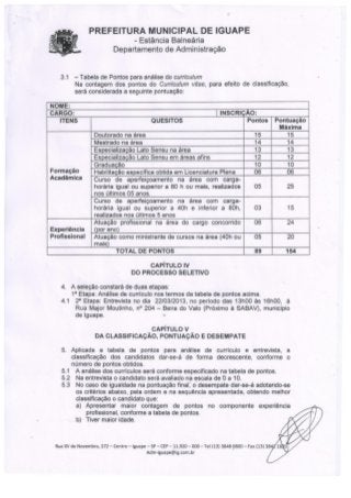 Edital do processo seletivo para Assistênte Social e Psicóloga