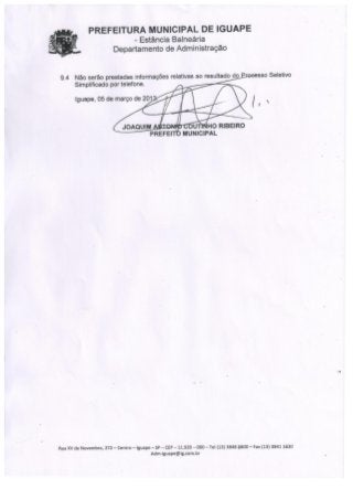 Edital do processo seletivo para Assistênte Social e Psicóloga