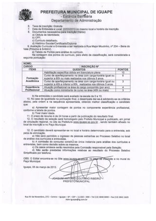 Edital do processo seletivo para Monitores