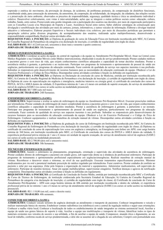 Pernambuco , 30 de Dezembro de 2019 • Diário Oficial dos Municípios do Estado de Pernambuco • ANO XI | Nº 2489
www.diariomunicipal.com.br/amupe 176
expressão e estética do movimento, da prevenção de doenças, de acidentes, de problemas posturais, da compensação de distúrbios funcionais,
contribuindo ainda, para consecução da autonomia, da autoestima, da cooperação, da solidariedade, da integração, da cidadania, das relações sociais
e a preservação do meio ambiente, observados os preceitos de responsabilidade, segurança, qualidade técnica e ética no atendimento individual e
coletivo. Desenvolver coletivamente, com vistas à inter-setorialidade, ações que se integrem a outras políticas sociais como: educação, cultura,
trabalho, Saúde, entre outras; Promovendo uma gestão integrada com a participação dos usuários nas decisões, por meio de organização participativa
com os Conselhos Locais e/ou Municipais de Esporte e Lazer, Assistência Social entre outros; Saber elaborar estratégias de comunicação para
divulgação e sensibilização das atividades por meio de cartazes, jornais, informativos, e outros veículos de informação; Elaborar e divulgar material
educativo e informativo; Elaborar projetos Esportivos e Sociais individuais e/ou coletivos, por meio de discussões periódicas que permitam a
apropriação coletiva pelos diversos programas, de acompanhamento dos usuários, realizando ações multiprofissionais, desenvolvendo a
responsabilidade compartilhada; Realizar outras atividades afins.
REQUISITOS PARA A INSCRIÇÃO: a) Diploma de graduação do curso de Educação Física em Instituição reconhecida pelo MEC, b) Carteira
do Conselho Regional de Pernambuco da categoria e/ou declaração de inscrição, c) certidão de regularidade com órgão de classe.
SALÁRIO-BASE: R$ 1.612,64 (um mil, seiscentos e doze reais e sessenta e quatro centavos).
JORNADA DE TRABALHO: 30h Semanais.
MÉDICO INTERVENCIONISTA (SAMU):
ATRIBUIÇÕES: Coordenar as ações da equipe da central de regulação e da equipe no Atendimento Pré-Hospitalar Móvel; Atuar na Central como
Médico Regulador e nas Unidades Móveis como Médico intervencionista, obedecendo à escala de serviço predeterminada: Prestar cuidados médicos
a pacientes graves e com risco de vida, que exijam conhecimentos científicos adequados e capacidade de tomar decisões imediatas. Prestar a
assistência médica à gestante, a parturiente e ao recém-nato. Participar nos programas de treinamento e aprimoramento de pessoal de saúde em
urgências, particularmente nos programas de educação continuada. Fazer controle de qualidade do serviço nos aspectos inerentes à sua profissão.
Subsidiar os responsáveis pelo desenvolvimento de recursos humanos para as necessidades de educação continuada da equipe. Obedecer a Lei do
Exercício Profissional e o Código de Ética Médica. Desempenhar outras atividades correlatas à função ou definidas em regulamento.
REQUISITOS PARA A INSCRIÇÃO: a) Diploma ou Declaração de conclusão do curso de Medicina, emitida por instituição reconhecida pelo
MEC; b) Carteira do Conselho Regional de Medicina de Pernambuco e/ou declaração de inscrição; c) certidão de regularidade com órgão de classe;
d) Diploma de curso de especialização em urgência e emergência, medicina intensiva ou cirurgia geral, e) certificado de conclusão dos cursos de
PHTLS, ACLS e AMLS dentro da validade, f) Experiência mínima de 1 ano e 6 meses em unidade de suporte avançado, do serviço de atendimento
móvel de urgência (SAMU) (os cursos só serão aceitos na modalidade presencial).
SALÁRIO-BASE: R$ 7.000 (sete mil reais).
JORNADA DE TRABALHO: 24H Semanais.
ENFERMEIRO SOCORRISTA (SAMU):
ATRIBUIÇÕES: Supervisionar e avaliar as ações de enfermagem da equipe no Atendimento Pré-Hospitalar Móvel. Executar prescrições médicas
por telemedicina. Prestar cuidados de enfermagem de maior complexidade técnica a pacientes graves e com risco de vida, que exijam conhecimentos
científicos adequados e capacidade de tomar decisões imediatas. Prestar a assistência de enfermagem à gestante, a parturiente e ao neonato.
Participar nos programas de treinamento e aprimoramento de pessoal de saúde em urgências, particularmente nos programas de educação
continuada. Fazer controle de qualidade do serviço nos aspectos inerentes à sua profissão. Subsidiar os responsáveis pelo desenvolvimento de
recursos humanos para as necessidades de educação continuada da equipe. Obedecer a Lei do Exercício Profissional e o Código de Ética de
Enfermagem. Conhecer equipamentos e realizar manobras de extração manual de vítimas. Desempenhar outras atividades correlatas à função ou
definidas em regulamento.
REQUISITOS PARA A INSCRIÇÃO: a) Diploma de graduação do curso de Enfermagem em Instituição reconhecida pelo MEC, b) Carteira do
Conselho Regional de Enfermagem de Pernambuco e/ou declaração de inscrição; c) certidão de regularidade com órgão de classe; d) Diploma ou
certificado de conclusão de curso de especialização lato sensu em urgência e emergência, ou Emergência com ênfase em APH, com carga horária
mínima de 360 horas, em instituição reconhecida pelo MEC, e) Certificado de conclusão dos cursos de PHTLS e AMLS dentro da validade, f)
experiência profissional prévia mínima de 1 ano e 6 meses em unidade de suporte avançado, do serviço de atendimento móvel de urgência (SAMU)
(os cursos só serão aceitos na modalidade presencial).
SALÁRIO-BASE: R$ 2.700,00 (dois mil e setecentos reais).
JORNADA DE TRABALHO: 30h Semanais.
TÉCNICO DE ENFERMAGEM (SAMU):
ATRIBUIÇÕES: Assistir o enfermeiro no planejamento, programação, orientação e supervisão das atividades de assistência de enfermagem.
Prestar cuidados diretos de enfermagem a pacientes em estado grave, sob supervisão direta ou à distância do profissional enfermeiro. Participar de
programas de treinamento e aprimoramento profissional especialmente em urgências/emergências. Realizar manobras de extração manual de
vítimas. Reconhecer e descrever sinais e sintomas, ao nível de sua qualificação. Executar tratamentos especificamente prescritos. Ministrar
medicamentos por via oral e parenteral mediante prescrição do médico regulador por telemedicina. Fazer curativos. Prestar cuidados de conforto ao
paciente e zelar por sua segurança. Zelar pela limpeza e organização do material e equipamentos. Administrar medicamentos, sob supervisão do
enfermeiro. Participar de reuniões técnicas. Atuar em equipe multidisciplinar, supervisionar estagiários. Notificar doenças e agravos de notificação
compulsória. Desempenhar outras atividades correlatas à função ou definidas em regulamento.
REQUISITOS PARA A INSCRIÇÃO: a) Certificado de Conclusão do Ensino Médio, emitida por instituição reconhecida pelo MEC e Certificado
de Curso de Técnico de Enfermagem, de instituição credenciada pela Secretaria Estadual de Educação; b) Carteira do Conselho Regional de
Pernambuco da categoria e/ou declaração de inscrição; c) certidão de regularidade com órgão de classe; d) Certificado de conclusão do Curso de
Atendimento Pré-Hospitalar – APH com carga horária mínima de 60h emitido por instituição reconhecida e dentro da validade, e) experiência
profissional prévia de no mínimo 1 ano e 6 meses no serviço de atendimento móvel de urgência (SAMU) (os cursos só serão aceitos na modalidade
presencial).
SALÁRIO-BASE: R$ 1.118,00 (um mil, cento e dezoito reais).
JORNADA DE TRABALHO: 40h semanais.
CONDUTOR SOCORRISTA (SAMU):
ATRIBUIÇÕES: Conduzir veículo terrestre de urgência destinado ao atendimento e transporte de pacientes; Conhecer integralmente o veículo e
realizar manutenção básica do mesmo; Estabelecer contato radiofônico (ou telefônico) com a central de regulação médica e seguir suas orientações;
Conhecer a malha viária local; Conhecer a localização de todos os estabelecimentos de saúde integrados ao sistema assistencial local; Auxiliar a
equipe de saúde nos gestos básicos de suporte à vida; Auxiliar a equipe nas imobilizações e transporte de vítimas; Identificar todos os tipos de
materiais existentes nos veículos de socorro e sua utilidade, a fim de auxiliar a equipe de saúde; Comparecer, atuando ética e dignamente, ao seu
local de trabalho, conforme escala de serviço predeterminada, e dele não se ausentar até a chegada do seu substituto; Cumprir com pontualidade seus
 