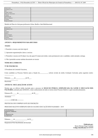 Edital do processo seletivo de Palmares