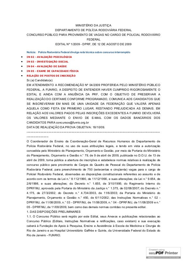Edital Passado Da Prf 2009
