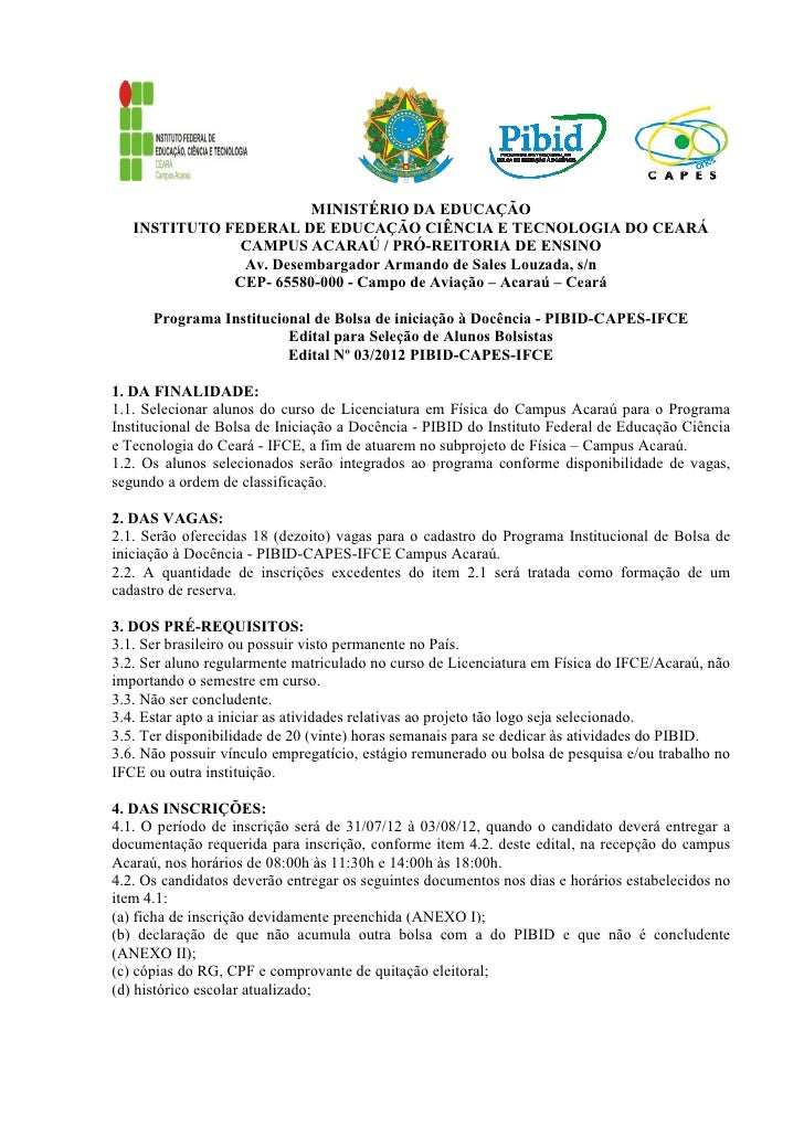 Edital pibid2012 física