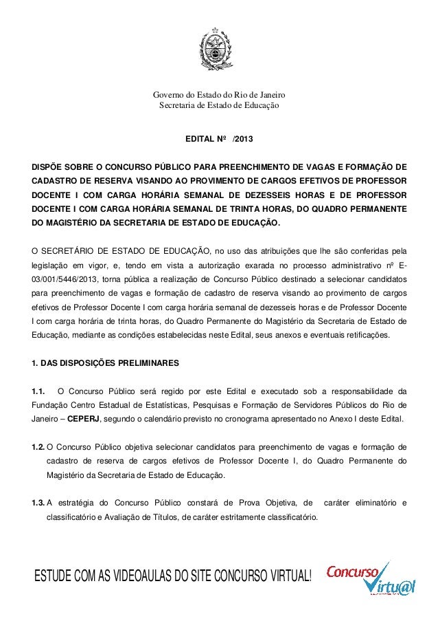 Edital secretaria de educação Edital secretaria de educação