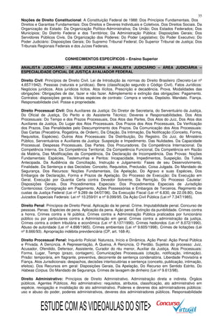 35
Noções de Direito Constitucional: A Constituição Federal de 1988: Dos Princípios Fundamentais. Dos
Direitos e Garantias Fundamentais: Dos Direitos e Deveres Individuais e Coletivos. Dos Direitos Sociais. Da
Organização do Estado: Da Organização Político-Administrativa; Da União; Dos Estados Federados; Dos
Municípios; Do Distrito Federal e dos Territórios; Da Administração Pública: Disposições Gerais; Dos
Servidores Públicos Civis. Da Organização dos Poderes: Do Poder Legislativo; Do Poder Executivo; Do
Poder Judiciário: Disposições Gerais; Do Supremo Tribunal Federal; Do Superior Tribunal de Justiça; Dos
Tribunais Regionais Federais e dos Juízes Federais.
CONHECIMENTOS ESPECÍFICOS – Ensino Superior
ANALISTA JUDICIÁRIO - ÁREA JUDICIÁRIA e ANALISTA JUDICIÁRIO – ÁREA JUDICIÁRIA –
ESPECIALIDADE OFICIAL DE JUSTIÇA AVALIADOR FEDERAL
Direito Civil: Princípios de Direito Civil. Lei de Introdução às normas do Direito Brasileiro (Decreto-Lei nº
4.657/1942). Pessoas (naturais e jurídicas). Bens (classificação segundo o Código Civil). Fatos Jurídicos:
Negócios jurídicos. Atos jurídicos lícitos. Atos ilícitos. Prescrição e decadência. Prova. Modalidades das
obrigações: Obrigações de dar, fazer e não fazer. Adimplemento e extinção das obrigações: Pagamento.
Contratos: disposições gerais. Várias espécies de contrato: Compra e venda. Depósito. Mandato. Fiança.
Responsabilidade civil. Posse e propriedade.
Direito Processual Civil: Dos Auxiliares da Justiça: Do Diretor de Secretaria, do Serventuário da Justiça,
Do Oficial de Justiça, Do Perito e do Assistente Técnico; Deveres e Responsabilidades. Dos Atos
Processuais: Do Tempo e dos Prazos Processuais, Dos Atos das Partes, Dos Atos do Juiz, Dos Atos dos
Auxiliares da Justiça, Do Lugar dos Atos Processuais. Dos Prazos dos Atos Processuais, Da Verificação
dos Prazos, Das Penalidades pelo Descumprimento dos Prazos. Da Comunicação dos Atos Processuais:
Das Cartas (Precatória, Rogatória, de Ordem), Da Citação, Da Intimação, Da Notificação (Conceito, Forma,
Requisitos, Espécies). Outros Atos Processuais: Da Distribuição, Do Registro. Do Juiz, do Ministério
Público, Serventuários e Auxiliares da Justiça: Suspeição e Impedimento. Das Nulidades. Da Capacidade
Processual. Despesas Processuais. Das Partes. Dos Procuradores. Da Competência Internacional. Da
Competência Interna, Da Competência Territorial, Da Competência Funcional, Da Competência em Razão
da Matéria, Das Modificações da Competência, Da Declaração de Incompetência. Das Provas: Noções
Fundamentais: Espécies, Testemunhas e Peritos: Incapacidade, Impedimentos, Suspeição. Da Tutela
Antecipada. Da Audiência da Conciliação, Instrução e Julgamento: Fases de seu Desenvolvimento,
Finalidade. Da Sentença e das Decisões: Conceito, Requisitos, Preclusão, Coisa Julgada. Do Mandado de
Segurança. Dos Recursos: Noções Fundamentais, Da Apelação, Do Agravo e suas Espécies, Dos
Embargos de Declaração, Forma e Prazos de Apelação. Do Processo de Execução: Da Execução em
Geral, Execução por Quantia Certa contra Devedor Solvente, Da Remição. Do Processo Cautelar:
Disposições Gerais. Dos Procedimentos Especiais: Dos Procedimentos Especiais de Jurisdição
Contenciosa: Consignação em Pagamento, Ações Possessórias e Embargos de Terceiros. Regimento de
custas da Justiça Federal (Lei nº 9.289 de 04/07/96). Da Execução Fiscal (Lei nº 6.830, de 22.09.80). Dos
Juizados Especiais Federais: Lei nº 10.259/01 e nº 9.099/95. Da Ação Civil Pública (Lei nº 7.347/1985).
Direito Penal: Princípios de Direito Penal. Aplicação da lei penal. Crime. Imputabilidade penal. Concurso de
pessoas. Penas: Espécies de pena. Aplicação da pena. Ação penal. Extinção da punibilidade. Crimes contra
a honra. Crimes contra a fé pública. Crimes contra a Administração Pública praticados por funcionário
público ou por particulares contra a Administração em geral. Crimes contra a administração da justiça.
Crimes contra a ordem tributária e econômica (Lei nº 8.137/1990). Crimes hediondos (Lei nº 8.072/1990).
Abuso de autoridade (Lei nº 4.898/1965). Crimes ambientais (Lei nº 9.605/1998). Crimes de licitações (Lei
nº 8.666/93). Apropriação indébita previdenciária (CP, art. 168-A).
Direito Processual Penal: Inquérito Policial: Natureza, Início e Dinâmica. Ação Penal: Ação Penal Pública
e Privada. A Denúncia. A Representação, A Queixa, A Renúncia, O Perdão. Sujeitos do processo: Juiz,
Acusador, Ofendido, Defensor, Assistente, Curador do réu menor, Auxiliar da Justiça. Atos Processuais:
Forma, Lugar, Tempo (prazo, contagem), Comunicações Processuais (citação, notificação, intimação).
Prisão: temporária, em flagrante, preventiva, decorrente de sentença condenatória. Liberdade Provisória e
Fiança. Atos Jurisdicionais: despachos, decisões interlocutórias e sentença (conceito, publicação, intimação,
efeitos). Dos Recursos em geral: Disposições Gerais, Da Apelação, Do Recurso em Sentido Estrito, Do
Habeas Corpus. Do Mandado de Segurança. Crimes de lavagem de dinheiro (Lei nº 9.613/98).
Direito Administrativo: Princípios de Direito Administrativo. Administração direta e indireta. Órgãos
públicos. Agentes Públicos. Ato administrativo: requisitos, atributos, classificação, ato administrativo em
espécie, revogação e invalidação do ato administrativo. Poderes e deveres dos administradores públicos:
uso e abuso do poder, poderes administrativos, deveres dos administradores públicos. Responsabilidade

ESTUDE COM AS VIDEOAULAS DO SITE>

 