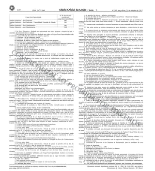 Nº 205, terça-feira, 23 de outubro de 2012138 ISSN 1677-7069
COMERCIALIZAÇÃO
PROIBIDA
POR TERCEIROS
Este documento pode ser verificado no endereço eletrônico http://www.in.gov.br/autenticidade.html,
pelo código 00032012102300138
Documento assinado digitalmente conforme MP no- 2.200-2 de 24/08/2001, que institui a
Infraestrutura de Chaves Públicas Brasileira - ICP-Brasil.
3
Nº de provas para
Cargo/Área/Especialidade correção por
cargo/área/especialidade
Analista Judiciário - Área Judiciária 800
Analista Judiciário - Área Judiciária - Especialidade Execução de Manda-
dos
400
Analista Judiciário - Área Administrativa 400
Técnico Judiciário - Área Administrativa 1000
2. Na Prova Discursiva - Redação será apresentada uma única proposta a respeito da qual o
candidato deverá desenvolver a redação.
3. Na avaliação da Prova Discursiva - Redação para todos os Cargos/Áreas/Especialidades serão
considerados, para atribuição dos pontos, os seguintes aspectos:
3.1 Conteúdo - até 40 (quarenta) pontos:
a) perspectiva adotada no tratamento do tema;
b) capacidade de análise e senso crítico em relação ao tema proposto;
c) consistência dos argumentos, clareza e coerência no seu encadeamento.
3.1.1 A nota será prejudicada, proporcionalmente, caso ocorra abordagem tangencial, parcial ou
diluída em meio a divagações e/ou colagem de textos e de questões apresentados na prova.
3.2 Estrutura - até 30 (trinta) pontos:
a) respeito ao gênero solicitado;
b) progressão textual e encadeamento de ideias;
c) articulação de frases e parágrafos (coesão textual).
3.3 Expressão - até 30 (trinta) pontos:
3.3.1 A avaliação da expressão não será feita de modo estanque ou mecânico, mas sim de
acordo com sua estreita correlação com o conteúdo desenvolvido. A avaliação será feita considerando-
se:
a) desempenho linguístico de acordo com o nível de conhecimento exigido para o Car-
go/Área/Especialidade;
b) adequação do nível de linguagem adotado à produção proposta e coerência no uso;
c) domínio da norma culta formal, com atenção aos seguintes itens: estrutura sintática de
orações e períodos, elementos coesivos; concordância verbal e nominal; pontuação; regência verbal e
nominal; emprego de pronomes; flexão verbal e nominal; uso de tempos e modos verbais; grafia e
acentuação.
4. Na aferição do critério de correção gramatical, por ocasião da avaliação do desempenho na
Prova Discursiva - Redação, a que se refere este Capítulo, poderão os candidatos valer-se das normas
ortográficas em vigor antes ou depois daquelas implementadas pelo Decreto Presidencial nº 6.583, de 29
de setembro de 2008, em decorrência do período de transição previsto no art. 2º, parágrafo único da
citada norma que estabeleceu o Acordo Ortográfico da Língua Portuguesa.
5. Será atribuída nota ZERO à Prova Discursiva - Redação que:
a) fugir à modalidade de texto solicitada e/ou ao tema proposto;
b) apresentar texto sob forma não articulada verbalmente (apenas com desenhos, números e
palavras soltas ou em versos) ou qualquer fragmento de texto escrito fora do local apropriado;
c) for assinada fora do local apropriado;
d) apresentar qualquer sinal que, de alguma forma, possibilite a identificação do candidato;
e) for escrita a lápis, em parte ou em sua totalidade;
f) estiver em branco;
g)apresentar letra ilegível e/ou incompreensível;
6. Na Prova Discursiva - Redação, a folha para rascunho no Caderno de Provas será de
preenchimento facultativo. Em hipótese alguma o rascunho elaborado pelo candidato será considerado na
correção pela Banca Examinadora.
7. Na Prova Discursiva - Redação deverão ser rigorosamente observados os limites mínimo de
20 (vinte) linhas e máximo de 30 (trinta) linhas, sob pena de perda de pontos a serem atribuídos à
Redação.
8. A Prova Discursiva - Redação terá caráter classificatório e eliminatório e será avaliada na
escala de 0 (zero) a 100 (cem) pontos, considerando-se habilitado o candidato que nela obtiver nota igual
ou superior a 50 (cinquenta).
9. O candidato não habilitado será excluído do Concurso.
10. Da publicação do resultado, no Diário Oficial da União, constarão apenas os candidatos
habilitados.
X. DA CLASSIFICAÇÃO FINAL DOS CANDIDATOS
1. A nota final dos candidatos habilitados para todos os Cargos/Áreas/Especialidades será igual
ao somatório dos pontos obtidos nas provas objetivas de Conhecimentos Gerais e de Conhecimentos
Específicos, obedecidos aos critérios estabelecidos no Capítulo VIII deste Edital, com a nota da Prova
Discursiva - Redação (já multiplicadas pelos pesos correspondentes) obtidas em cada uma das provas,
conforme Capítulo IX deste Edital.
2. Na hipótese de igualdade de nota final, terá preferência, sucessivamente, o candidato que:
2.1 Para todos os Cargos/Áreas/Especialidades de Analista Judiciário:
2.1.1 tiver idade igual ou superior a 60 anos, conforme a Lei nº 10.741/03 (Lei do Idoso), sendo
considerada, para esse fim, a data limite para correção de dados cadastrais estabelecida no item 5,
Capítulo VII, deste Edital;
2.1.2 obtiver maior nota na Prova de Conhecimentos Específicos;
2.1.3 obtiver maior nota na Prova Discursiva - Redação;
2.1.4 tiver maior idade;
2.1.5 comprovar ter exercido efetivamente a função de jurado no período entre a data da
publicação da Lei nº 11.689/08 e a data de término das inscrições.
2.2 Para o cargo de Técnico Judiciário - Área Administrativa:
2.2.1 tiver idade igual ou superior a 60 anos, conforme a Lei nº 10.741/03 (Lei do Idoso), sendo
considerada, para esse fim, a data limite para correção de dados cadastrais estabelecida no item 5,
Capítulo VII deste Edital;
2.2.2 obtiver maior nota na prova de Conhecimentos Específicos;
2.2.3 obtiver maior número de acertos nas questões de Português da Prova de Conhecimentos
Gerais;
2.2.4 tiver maior idade;
2.2.5 comprovar ter exercido efetivamente a função de jurado no período entre a data da
publicação da Lei nº 11.689/08 e a data de término das inscrições.
3. Os candidatos habilitados serão classificados em ordem decrescente da nota final, em listas
de Classificação Geral e de Candidatos com Deficiência por Cargo/Área/Especialidade.
4. O resultado final do Concurso será divulgado por meio de duas listas, contendo a clas-
sificação:
4.1 de todos os candidatos habilitados, por Cargo/Área/Especialidade, inclusive os inscritos
como candidatos com deficiência;
4.2 exclusivamente dos candidatos habilitados inscritos para as vagas reservadas a candidatos
com deficiência, por Cargo/Área/Especialidade.
XI. DOS RECURSOS
1. Será admitido recurso quanto:
a) ao indeferimento da inscrição de isenção do valor da inscrição;
b) à aplicação das provas;
c) às questões das provas e gabaritos preliminares;
d) à vista da Folha de Respostas da Prova Objetiva e da Prova - Discursiva Redação;
e) ao resultado das provas.
2. Os recursos deverão ser interpostos no prazo de 2 (dois) dias úteis após a ocorrência do
evento que lhes der causa, tendo como termo inicial o 1º dia útil subsequente à data do evento a ser
recorrido.
2.1 Somente serão considerados os recursos interpostos no prazo estipulado para a fase a que se
referem.
2.2 Não serão aceitos os recursos interpostos em prazo destinado a evento diverso do ques-
tionado.
3. Os recursos deverão ser interpostos exclusivamente pela Internet, no site da Fundação Carlos
Chagas (www.concursosfcc.com.br), de acordo com as instruções constantes na página do Concurso
Público.
3.1 Somente serão apreciados os recursos interpostos e transmitidos conforme as instruções
contidas neste Edital e no site da Fundação Carlos Chagas.
3.2 A Fundação Carlos Chagas e o Tribunal Regional do Trabalho da 1ª Região não se
responsabilizam por recursos não recebidos por motivo de ordem técnica dos computadores, falha de
comunicação, congestionamento das linhas de comunicação, falta de energia elétrica, bem como outros
fatores de ordem técnica que impossibilitem a transferência de dados.
4. O candidato deverá ser claro, consistente e objetivo em seu pleito.
5. Não serão aceitos recursos interpostos por fac-símile (fax), telex, telegrama, e-mail ou outro
meio que não seja o especificado neste Edital.
6. Será concedida vista da Folha de Respostas da Prova Objetiva a todos os candidatos que
realizaram prova, no período recursal referente ao resultado preliminar das Provas.
7. Será concedida Vista da Prova Discursiva - Redação a todos os candidatos que tiveram a
Prova Discursiva - Redação corrigida, conforme Capítulo IX deste Edital, em período a ser informado
em Edital específico.
7.1 A vista da Prova Discursiva - Redação será realizada no site da Fundação Carlos Chagas
www.concursosfcc.com.br, em data e horário a serem oportunamente divulgados. As instruções para a
vista de prova estarão disponíveis no site da Fundação Carlos Chagas.
8. A Banca Examinadora constitui última instância para recurso, sendo soberana em suas
decisões, razão pela qual não caberão recursos adicionais.
9. O gabarito divulgado poderá ser alterado, em função dos recursos interpostos, e as provas
serão corrigidas de acordo com o gabarito oficial definitivo.
10. O(s) ponto(s) relativo(s) à(s) questão(ões) eventualmente anulada(s) será(ão) atribuído(s) a
todos os candidatos presentes à prova, independentemente de formulação de recurso.
11. Na ocorrência do disposto nos itens 9 e 10 e/ou em caso de provimento de recurso, poderá
ocorrer a classificação/desclassificação do candidato que obtiver, ou não, a nota mínima exigida para a
prova.
12. Serão indeferidos os recursos:
a) cujo teor desrespeite a Banca Examinadora;
b) que estejam em desacordo com as especificações contidas neste Capítulo;
c) cuja fundamentação não corresponda à questão recursada;
d) sem fundamentação e/ou inconsistente, incoerente ou os intempestivos;
e) encaminhados por meio da Imprensa e/ou de "redes sociais online".
13. No espaço reservado às razões do recurso fica VEDADA QUALQUER IDENTIFICAÇÃO
(nome do candidato ou qualquer outro meio que o identifique), sob pena de não conhecimento do
recurso.
14. Admitir-se-á um único recurso por candidato para cada evento referido no item 1 deste
Capítulo, devidamente fundamentado, sendo desconsiderado recurso de igual teor.
15. As decisões dos recursos serão levadas ao conhecimento dos candidatos por meio do site da
Fundação Carlos Chagas (www.concursosfcc.com.br), não tendo caráter didático, e ficarão disponíveis
pelo prazo de 7 (sete) dias a contar da data de publicação do respectivo Edital ou Aviso.
XII. DA HOMOLOGAÇÃO
1. O resultado final do Concurso, após decididos todos os recursos interpostos, será homologado
pelo Tribunal Regional do Trabalho da 1ª Região e publicado no Diário Oficial da União.
XIII. DO PROVIMENTO DOS CARGOS/ÁREAS/ESPECIALIDADES
1. Todas as atividades dos servidores empossados ocupantes de cargos especializados ob-
servarão as respectivas atribuições funcionais, com lotação em setores compatíveis ao desempenho do
cargo.
2. O provimento dos cargos ficará a critério da Administração do Tribunal Regional do Trabalho
da 1ª Região e obedecerá, rigorosamente, à ordem de classificação por Cargo/Área/Especialidade,
conforme a opção feita, no ato da inscrição, pelo candidato.
2.1 Os candidatos aprovados, conforme disponibilidade de vagas terão sua nomeação publicada
no Diário Oficial da União e no Diário Oficial do Estado do Rio de Janeiro, com efeitos de ciência ao
interessado, contando-se o prazo máximo de 30 (trinta) dias para a posse, a partir da data da publicação,
independente da postagem e do recebimento de correspondência específica, de caráter informativo,
enviada pelo Tribunal Regional do Trabalho da 1ª Região ao candidato.
3. O candidato nomeado que, por qualquer motivo, não tomar posse terá o ato de nomeação
tornado sem efeito.
4. No caso de desistência formal da nomeação, prosseguir-se-á à nomeação dos demais can-
didatos habilitados, observada a ordem classificatória.
5. A critério da Administração do Tribunal Regional do Trabalho da 1ª Região, os candidatos
aprovados e nomeados, inclusive os candidatos com deficiência, poderão ser designados para qualquer
unidade judiciária ou administrativa do TRT, independente do local em que tenham feito inscrição ou
prestado as provas do concurso.
6. O candidato convocado para nomeação deverá apresentar os seguintes documentos para fins
de posse:
a) Comprovação de Escolaridade/Pré-Requisitos constantes do Capítulo II deste Edital, devendo
o Comprovante de Escolaridade ser apresentado em fotocópia autenticada;
b) Comprovação dos requisitos enumerados no item 1 do Capítulo III;
c) Comprovação de ter exercido efetivamente a função de jurado, conforme subitem 2.2.5,
Capítulo X, quando for o caso.
d) Certidão de nascimento ou casamento, com as respectivas averbações, se for o caso;
e) Título de eleitor;
f) Certificado de Reservista ou de Dispensa de Incorporação, para os candidatos do sexo
masculino;
g) Cédula de Identidade;
h) Cadastro de Pessoa Física - CPF;
i) Documento de inscrição no PIS ou PASEP, se houver;
j) Cinco fotos 3x4 recentes;
k) Curriculum Vitae (1 cópia);
l) Certidão de quitação com a Justiça Eleitoral;
m) Cópia da última declaração de Imposto de Renda apresentada à Secretaria da Receita
Federal, acompanhada do respectivo recibo de entrega e das atualizações e/ou complementações ou, no
caso de o nomeado não ser declarante, apresentação de declaração de bens e valores firmada por ele
próprio, nos termos da Lei nº 8.730/93, Lei nº 8.429/92 e Instrução Normativa nº 05/94-TCU;
n) Declaração de não ter sofrido, no exercício de função pública, as penalidades enumeradas no
artigo 137 e seu parágrafo único da Lei nº 8.112/90.
6.1 Não serão aceitos protocolos dos documentos exigidos, nem fotocópias não autenticadas.
 