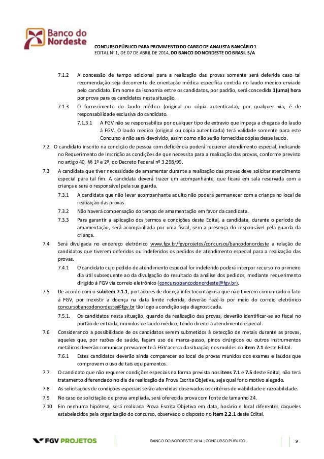 Edital do concurso do Banco do Nordeste - ANALISTA 