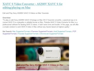 Edit and play sony as200 v xavc s videos on mac yosemite 