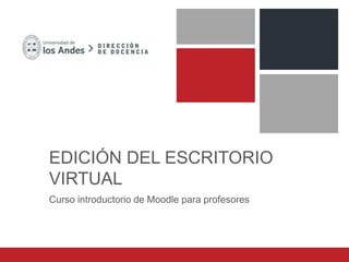 EDICIÓN DEL ESCRITORIO
VIRTUAL
Curso introductorio de Moodle para profesores
 
